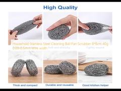 Penggosok Panci Bola Pembersih Baja Tahan Karat Rumah Tangga 8*8Cm 40G Lebar Kawat 0.08-0.5Mm